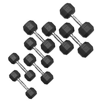 Heavy Duty Hex Dumbbell Set 100LB, Rubber Coated Free Weights, Muscle Toning Workout Dumbbells