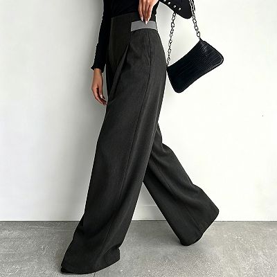 high waisted tie dress pants Ailaofu Women's Summer Wrap Front Wide Leg Pants High Waist Tie Side Casual  Trousers Loose Elegant Dress Pants for Office Party