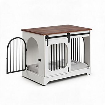 39.4 in Dog Crate Furniture, Dog Kennel for Dogs Up to 70 LB, with Bed Mat, Heavy-Duty Dog Cage