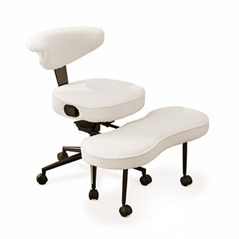 Wide Seat Cross-Legged Kneeling Chair, Ergonomic Swivel Rolling Chair Ideal for Home Office Use