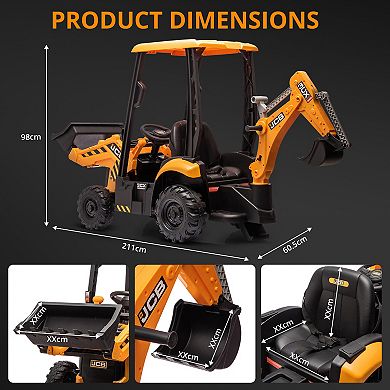 Licensed JCB 4-in-1 Electric Tractor for Kids, 12V