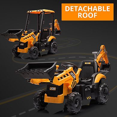 Licensed JCB 4-in-1 Electric Tractor for Kids, 12V