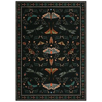 Vintage Butterfly Print Area Rug, Non-Slip Washable Runner Rug for Living Room, Kitchen, Bedroom