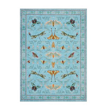 Vintage Butterfly Print Area Rug, Non-Slip Washable Runner Rug for Living Room, Kitchen, Bedroom