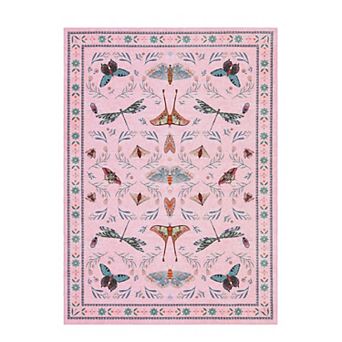 Vintage Butterfly Print Area Rug, Non-Slip Washable Runner Rug for Living Room, Kitchen, Bedroom