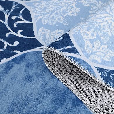 Modern Farmhouse Area Rug - Large Soft Washable Low-Pile Carpet, Mark Resistant, Non-Slip