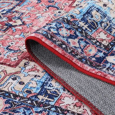Vintage Farmhouse Boho Area Rug - Ultra Soft Washable Non-Slip Rug with Distressed Rustic Print