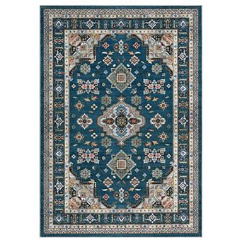 Vintage Boho Floral Area Rug, Oriental Style Machine Washable Large Rugs, Non Slip, Low Pile