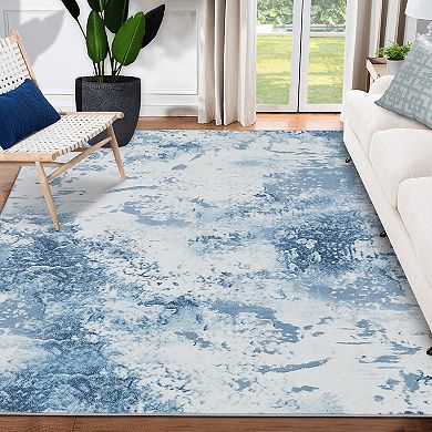 Modern Abstract Area Rug Soft Washable Carpet Mark Resistant, Non-Shedding, Non-Slip