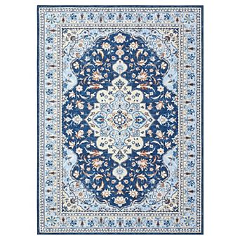 Area Rugs for Living Room, Vintage Machine Washable Rug,Low Pile Print Large Rug with Rubber Backing