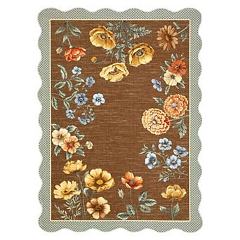 lxt-Scalloped Rug Machine Washable Floral Living Room Rugs Non Slip Carpet for Dorm