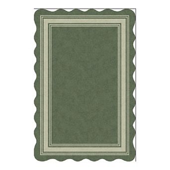 Scalloped Area Rug,Washable Farmhouse Patio Rug Carpet Rugs for Bedroom Dining Room Backyard