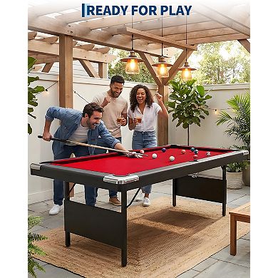 7FT Foldable Billiard Pool Table, Multipurpose Portable Game Table Full Kit for Family Game Room Use