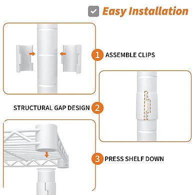 Freestanding Clothes Rack, Metal Wire Shelving Storage Clothing Rack with Haning Rod