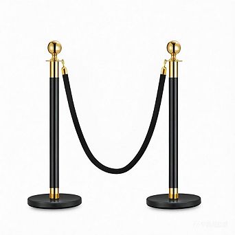 2 pc VIP Stanchion with Black Velvet Rope, Red Carpet Queue Divider for Wedding