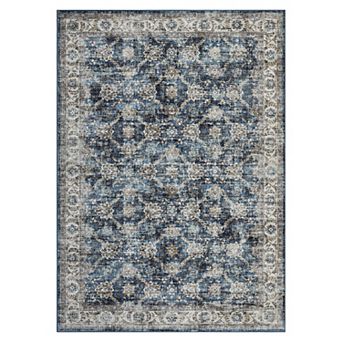Washable Rug Vintage Floral Rug Foldable Traditional Rug, Printed Rug for Living Room Bedroom