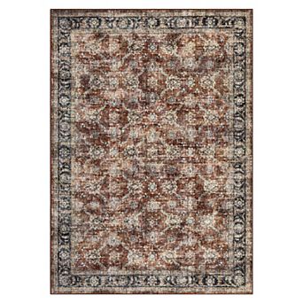 lxt-Washable Rug Vintage Floral Rug Foldable Traditional Rug Rug for Living Room