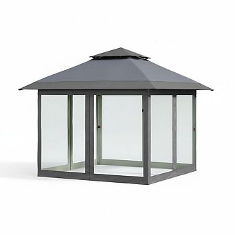 Outdoor Pop-up Shelter Gazebo, Large Space Shade Tent with Netting for Garden Outdoor Activities