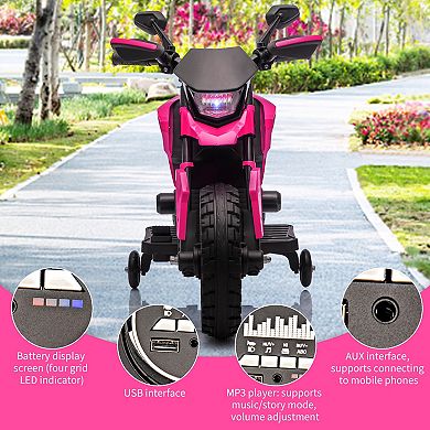 6V Electric Kids Ride-On Motorcycle with Training Wheels