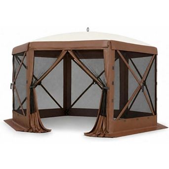 13x13' 6‑Sided Pop‑Up Gazebo Screen Tent,Instant‑Setup Canopy with Removable Canopy Top&Wind Cloths
