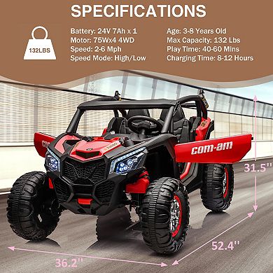 24V 2-Seater Kids Electric Ride On UTV