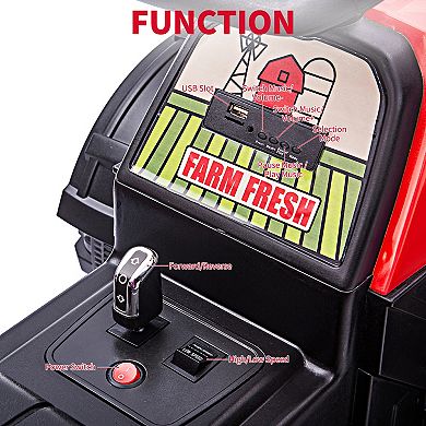 12V Kids Electric Ride On Tractor with Trailer
