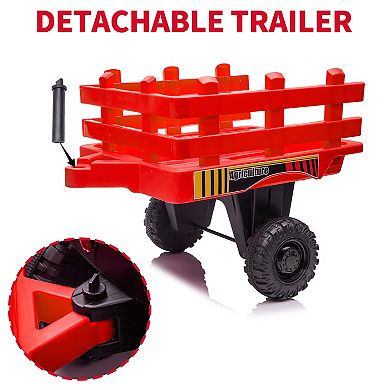 12V Kids Electric Ride On Tractor with Trailer