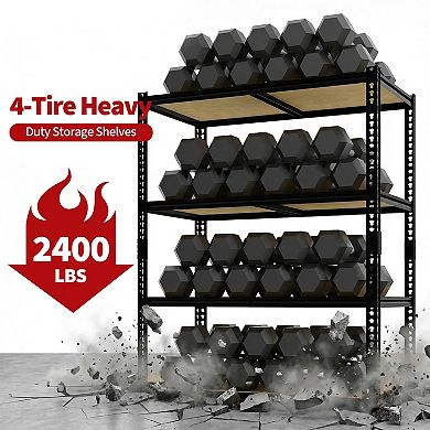 4/5-Tier Garage Shelving Unit 48 x 24in Adjustable Heavy Duty Steel Storage Rack for Pantry Basement
