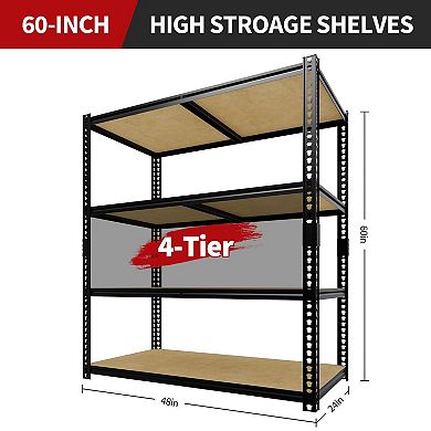 4/5-Tier Garage Shelving Unit 48 x 24in Adjustable Heavy Duty Steel Storage Rack for Pantry Basement