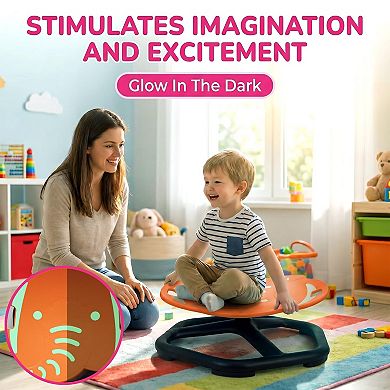 Kids Sit & Spin Sensory Chair, Glowing Elephant‑Shaped Swivel Seat with Non‑Slip Base