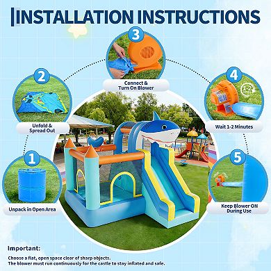 Durable Inflatable Play Bounce House, Complete with Air Blower for Kids Outdoor Backyard Fun