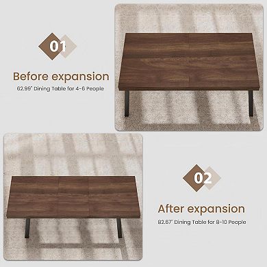 63"-83" Extendable Dining Table for 6-8, Kitchen Rectangle Table with Expandable, Space Saving