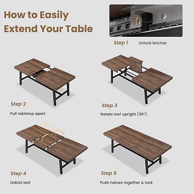 63"-83" Extendable Dining Table for 6-8, Kitchen Rectangle Table with Expandable, Space Saving