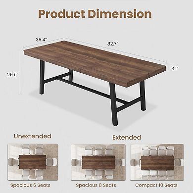 63"-83" Extendable Dining Table for 6-8, Kitchen Rectangle Table with Expandable, Space Saving