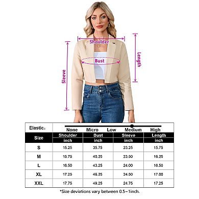 GlowSol Womens Cropped Lapel Collared Blazer Lightweight Long Sleeve Business Casual Suit Jackets