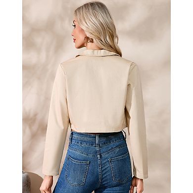 GlowSol Womens Cropped Lapel Collared Blazer Lightweight Long Sleeve Business Casual Suit Jackets