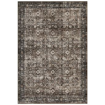 Washable Area Rug Vintage Floral Print Floor Cover with Non-Slip Backing Foldable Low Pile Carpet
