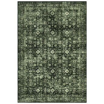 Washable Area Rug Vintage Floral Print Floor Cover with Non-Slip Backing Foldable Low Pile Carpet