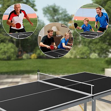 Folding Ping Pong Table, 6x3ft Portable Table Tennis Set with Quick Assembly