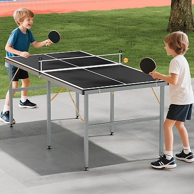 Folding Ping Pong Table, 6x3ft Portable Table Tennis Set with Quick Assembly