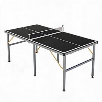 Folding Ping Pong Table, 6x3ft Portable Table Tennis Set with Quick Assembly