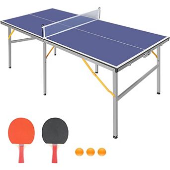 Folding Ping Pong Table, 6x3ft Portable Table Tennis Set with Quick Assembly