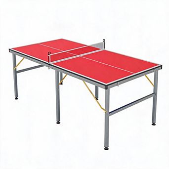 Folding Ping Pong Table, 6x3ft Portable Table Tennis Set with Quick Assembly