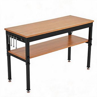 Multi-Functional Adjustable Workbench, Sturdy Heavy-Duty Work Table with Power Station & Shelf