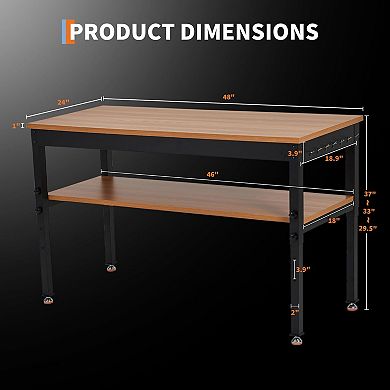 Multi-Functional Adjustable Workbench, Sturdy Heavy-Duty Work Table with Power Station & Shelf