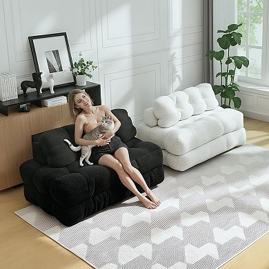 Folding Sofa Bed Corduroy - Tufted Convertible Sleeper Couch Foldable Sofa for Living Room Apartment