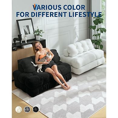 Folding Sofa Bed Corduroy - Tufted Convertible Sleeper Couch Foldable Sofa for Living Room Apartment