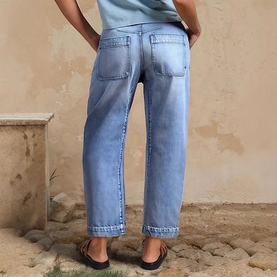 Women's Jeans Capris High Waist Relaxed Fit Cropped Classic Denim Pants
