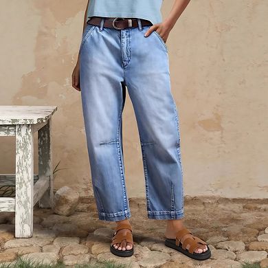 Women's Jeans Capris High Waist Relaxed Fit Cropped Classic Denim Pants