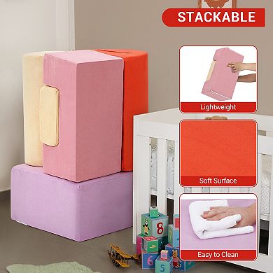 Waterproof PU Foam Climbing Playset, 6Pcs Anti-Collision Physical Activity Stack Blocks for Home